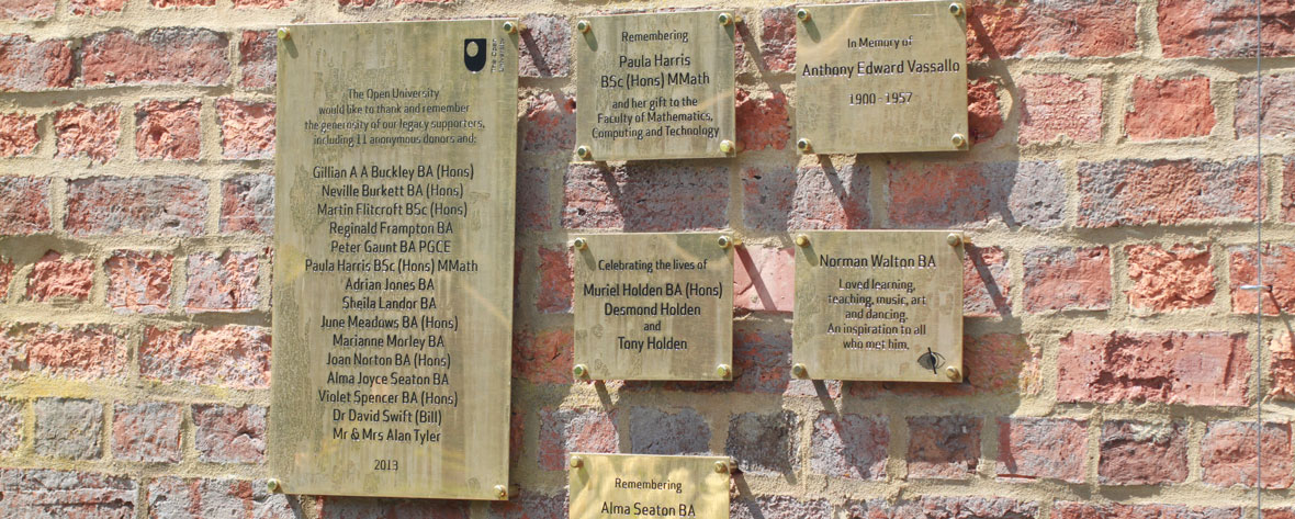 Plaques in the legacy garden