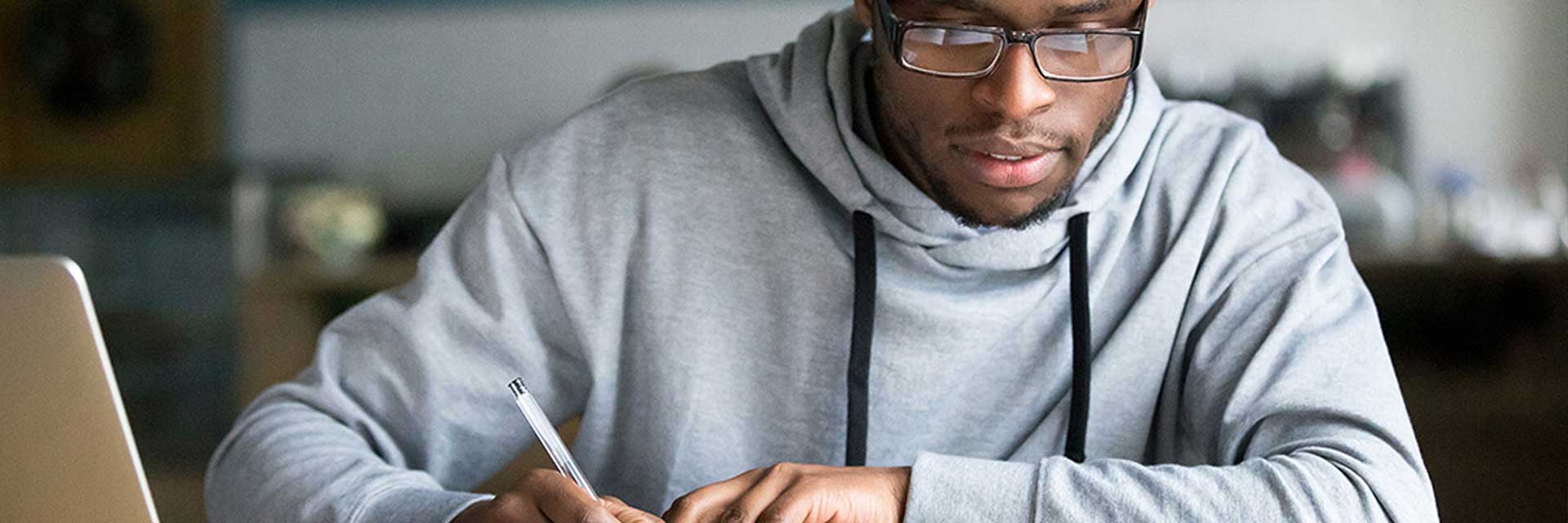 A student working at a desk